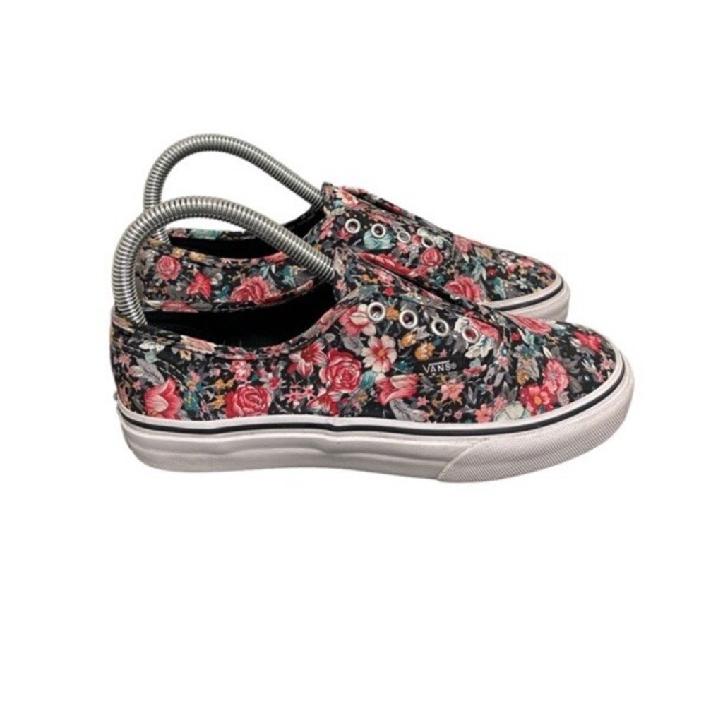 Vans Off The Wall Girls Size 3 Floral Lace Up Sneakers Skate Shoes Multi